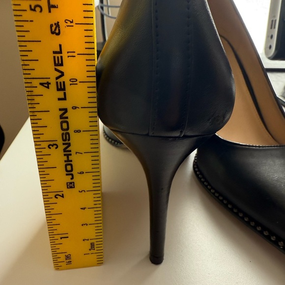 👠 COACH Black Studded Pointed Toe Leather High Heel Pumps Size 8 - Picture 15 of 15